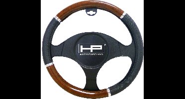HP Autozubehör Stuurwielhoes (Ø x h) 39 cm x 4 cm Polyurethaan (PU) 3-kleurig, Zwart, Hout, Aluminium 37 - 39 cm