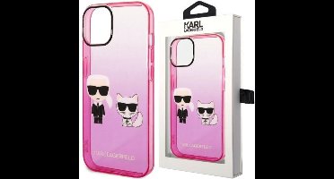 Karl Lagerfeld Transparant Roze Polycarbonaat/TPU Back Cover Telefoonhoesje voor Apple iPhone 14 Plus - Bescherming & Stijl