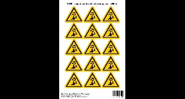 Pictogram sticker W020 - Laaghangende obstakels stootgevaar - Δ50mm - 15 stickers op 1 vel