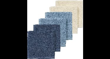 Meyco Baby Monddoekjes - 6 stuks - 30x30 cm - Natural / Jeans Blue / Indigo