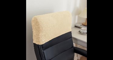 Fluwelen hoofdsteunhoezen voor bureaustoelen, geschikt voor computerbureaus en -stoelen, hoofdsteunhoezen, hoofdsteunbeschermers, stofwerende hoofdsteunhoezen (beige, 2 stuks).