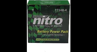 Nitro Accu Nitro YT14B-4 Gel 12V 12AH onderhoudsvrij