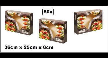 50x Luxe Cateringdozen Dine & Dish met venster 36x25x8cm - Catering salade maaltijd bezorg doos thuis bezorg