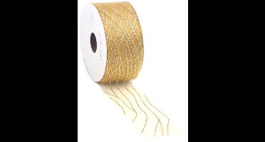 Organzalint Flow Goud – 80 mm × 20 m – Organza