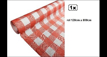Tafelrol tafelkleed Boerenbont rood/wit 120cm x 800cm papier - ruit diner food festival eten fun thema feest party