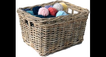 Van der Leeden Opbergmand - bruin - 39 x 30 x 26 cm - rotan - gevlochten riet - mand - opbergen