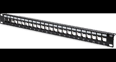 DIGITUS Patchpanel 1HE 24-Port Modular Patchpanel schwarz