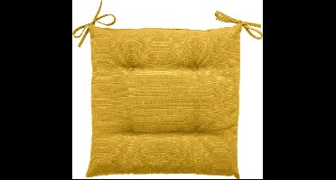Hespéride Korai Stoelkussen met lintjes - Waterafstotend - Afneembare hoes - 4 knopen - 40x40cm - Mosterd