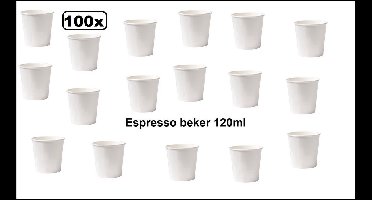 100 stuks Beker espresso karton wit 120ml - Espresso - Koffie thee chocomel soep drank water beker karton
