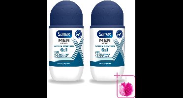 2 x Sanex Men – Deo Roll-on – Active Control – 53 ml - Bulkverpakking - Deodorant voor mannen - Zweetbehandeling