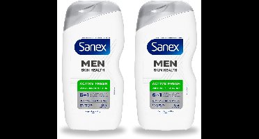 2 x Sanex – Douchegel – Men Active Fresh – 400 ml - Voordeelverpakking - 2 stuks