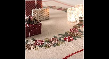 Rico Design Voorbedrukt tafelkleed kerstversiering 31204.54.21 borduren 90x90cm