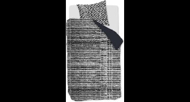 VT Wonen Check XL Dekbedovertrek - Flanel - Eenpersoons - 140x200/220 cm - Black