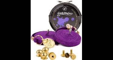 Quick shoelaces - Met één hand veters strikken - Prestige - Gecoat met een laagje 24k goud - Purple Rose - Schoenveter met fixatie rond - Paars