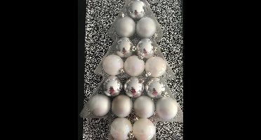 17 Stuks Kerstballen wit/zilver 5cm onbreekbaar