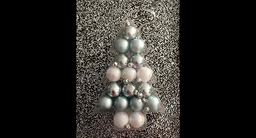 17 stuks Kerstballen Wit/zilver/blauw 4cm onbreekbaar