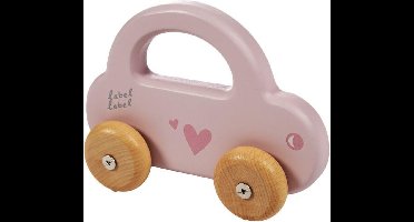 Label Label - Houten Speelgoed Auto - Roze - van FSC-gecertificeerd beukenhout - geschikt vanaf 18 maanden.