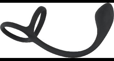 Black Velvets – Siliconen Anaalplug met Cock & Ball Ringen Insteekdiepte 6,3 cm - Zwart 14,95