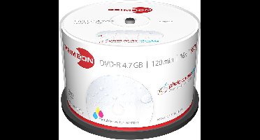 Primeon 2761207 DVD-R disc 4.7 GB 50 stuk(s) Spindel Bedrukbaar, Hoogglans opppervlak, Watervast, Onuitwisbaar