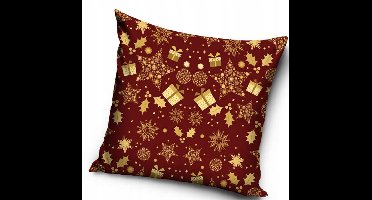 Kerst Kussenhoes 40x40 - Kerstboom & Cadeau - Zachte Stof