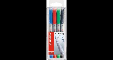 STABILO OHPen - Uitwisbare Marker - Universal F Punt 0,7 mm - Etui Met 4 Kleuren