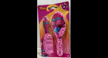 “Trolls Haaraccessoires Set - Borstel & Kam - Meisjes Cadeau - Haarverzorging - Fans van Trolls”