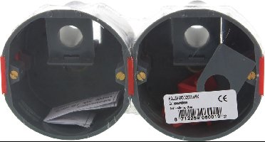 Attema Inbouwdoos voor Holle Wand - Diameter 5/8 Inch - Geschikt voor Plaatdikte 9,5 + 12,5 + 15 mm - Kunststof Materiaal - Ronde Vorm - Kleur Grijs - Set van 2 Inbouwdozen - CE Markering