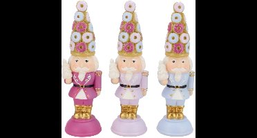 Candy nutcracker pink/lila soldier decoration 10x9x20cm - per stuk