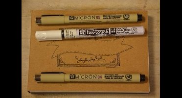 Oefenblok Handlettering  wit/recyling bruin en zwart A6 + 3 handlettering pennen