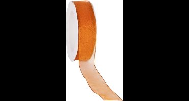 Wired organzalint Oranje – 25 mm × 20 m – Organza