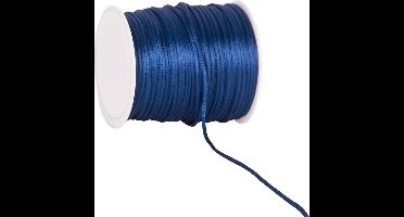Satijnkoord Blauw – 2 mm × 100 m – satijn