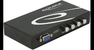 Delock 87635 VGA-switch 4 poorten Bidirectioneel bruikbaar, Met metalen behuizing 1920 x 1440 Pixel