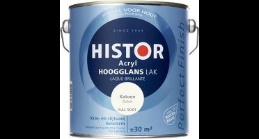 Histor Perfect Finish Lak Acryl Hoogglans 2,5 liter - Katoen (Ral 9001)