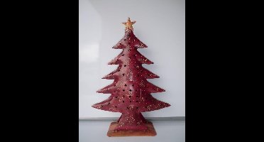 Kerstboom rood van ijzer - H66 - kerstdecoratie gerecycled blik