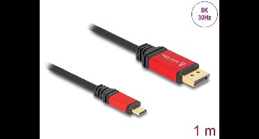 Delock USB Type-C™ to DisplayPort Cable (DP Alt Mode) 8K 30 Hz with HDR function 1 m red