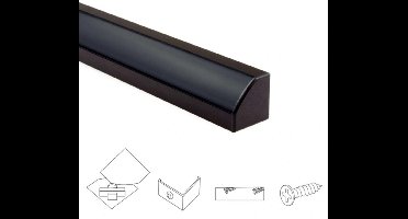 3 meter led strip hoekprofiel - Zwart - Slim line - Compleet incl. afdekkap