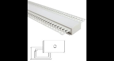 1 meter led profiel - Stucprofiel breed - Profiel voor led strips - Aluminium - Wit - Led strip profiel