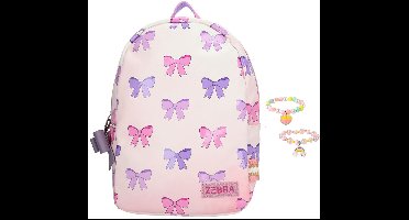 Zebra Rugzak Anna Strikjes, bows - rugtas, schooltas, kinderrugzak + armbandje