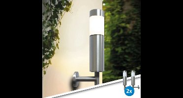 Solar wandlamp buiten 'Lucifer' - Set van 2 stuks - RVS - Warm wit licht - Tuinverlichting op zonne-energie