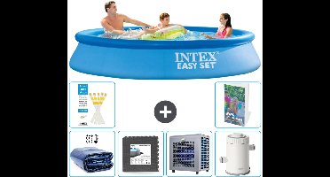 Intex Rond Opblaasbaar Easy Set Zwembad - 305 x 61 cm - Blauw - Inclusief Solarzeil - Vloertegels - Warmtepomp - Zwembadfilterpomp - 7-delig