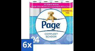 6 x Page Toiletpapier Compleet Schoon 2-laags 24 stuks per verpakking - Toiletpapier - 2-laags Toiletpapier - 3D Wave™ - Katoen - Hygiëne