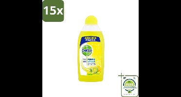 15 x Dettol Power & Fresh Allesreiniger Citrus 500 ml - Grootverpakking - Dettol Allesreiniger - Vet Verwijderen - Voedselresten Verwijderen - Badkamervuil Verwijderen - Citroengeur