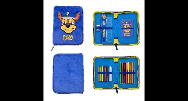 Paw Patrol Chase Gevulde Fluffy Etui - 1 Zipper Etui - Schooletui met Stiften, Kleurpotloden, Pen en Meer - Officiële Paw Patrol Merchandise