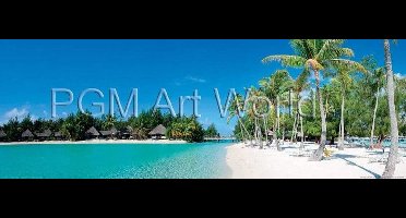 Kunstdruk Shutterstock - Beautiful beach on Bora Bora 95x33cm