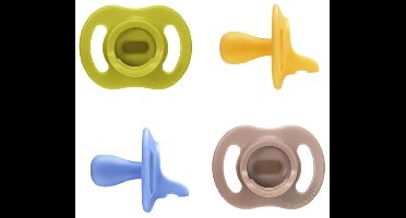 Tommee Tippee Ultra-light StayPut fopspeen - 6-18 maanden - set van 4 - silicone fopspeen uit één stuk - Blauw multi