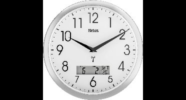 Mebus 19422 Wandklok Zendergestuurd 30 cm x 3 cm Zilver