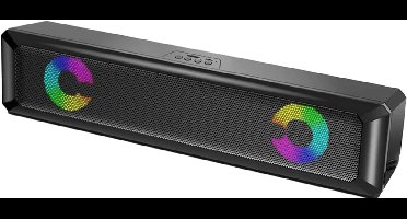 RAIDER RGB Soundbar PC Gaming Speaker - 3,5 jack aansluiting en USB - RGB LED-verlichting - Zwart