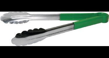Hygiplas Serveertang / Vleestang - Kleurcode Groen - RVS - 30cm - Gladde vorm tegen bacteriën - horeca bbq tang