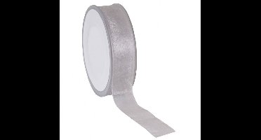 Zilvergrijs Organza lint – 38 mm × 50 m – Organza