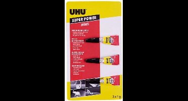 UHU® Secondelijm Super Power MINIs 3x1g  - 3 Mini Tubes Secondelijm - Ultra Snel Drogende Lijm - 3g (3 x 1g)